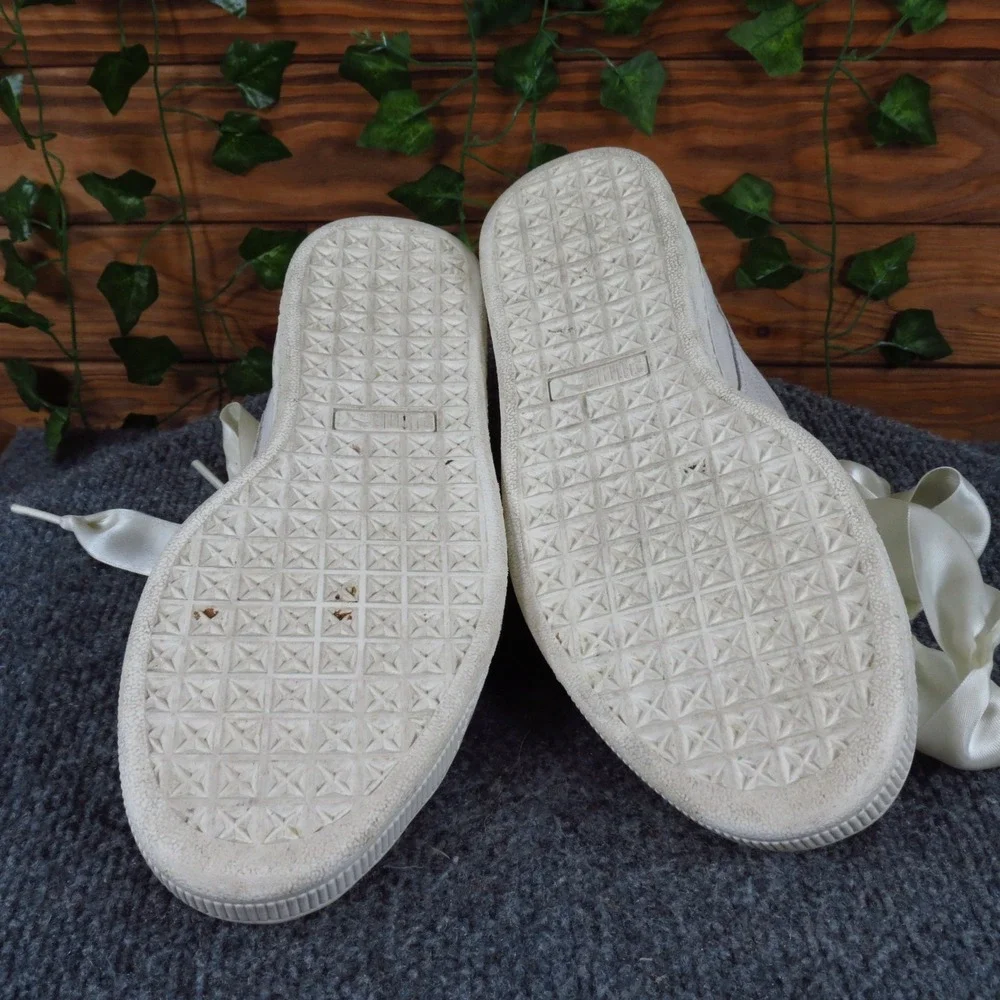 Puma Basket Heart Women Athletic Fashion Sneaker Size 9 White Iridescent Leather